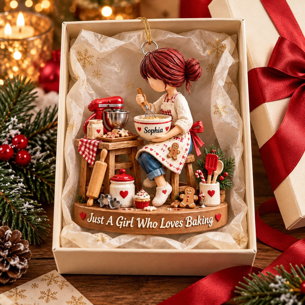 Just a Girl Who Loves Baking - Personalized Baking Lover Ornament, Christmas Kitchen Gift