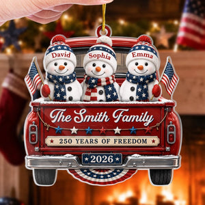 "Driven By Love, United By Freedom" – Custom Acrylic Ornament | Personalized America 250th Christmas Gift For Mom, Dad, Brother, Sister