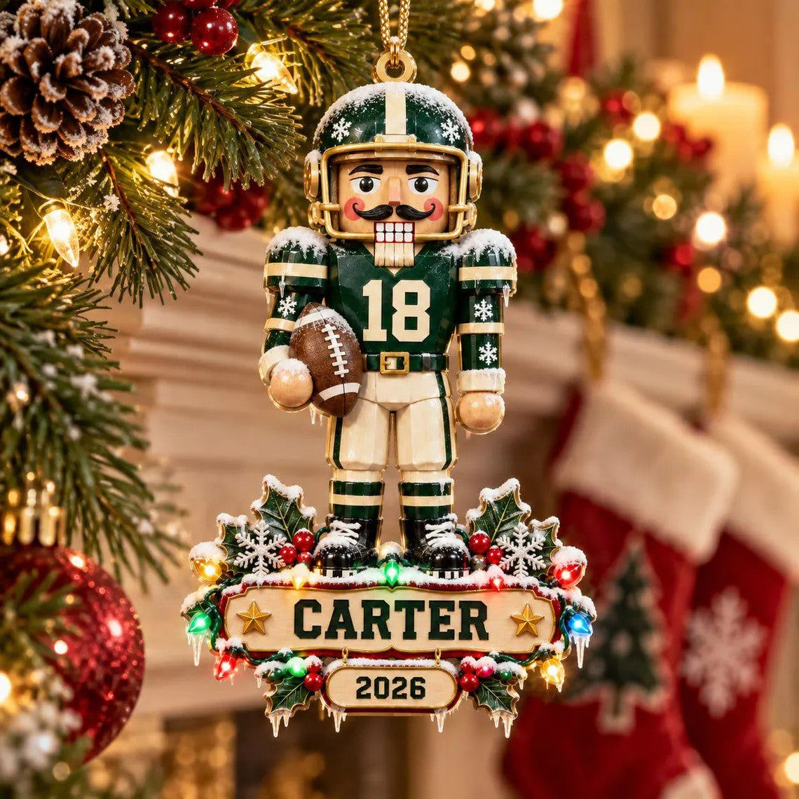 Personalized Football Nutcracker Flat Acrylic Ornament