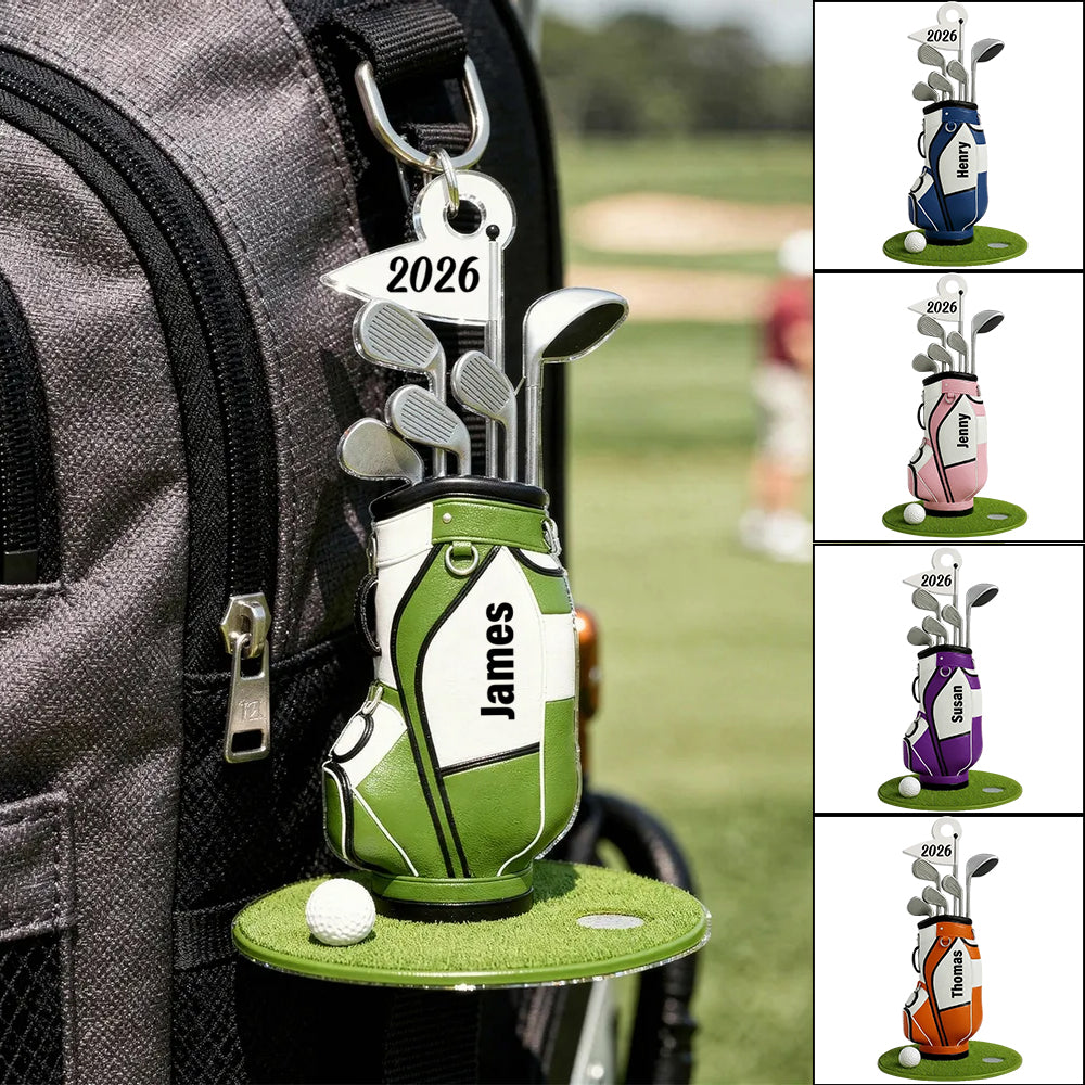 Colorful Golf Bag - Personalized Acrylic Golf Bag Keychain - Gift for Golf Lovers