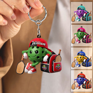 Pickleball Player Personalized Cute Pickleball Mascot Keychain Gift For Pickleball Lovers
