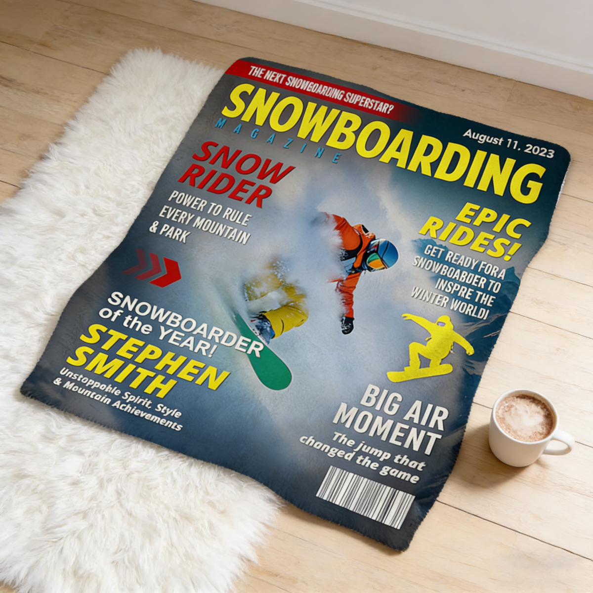 Custom Snowboarding Magazine Cover Blanket– Snowboard Gift, Gift for Snowboard Lovers