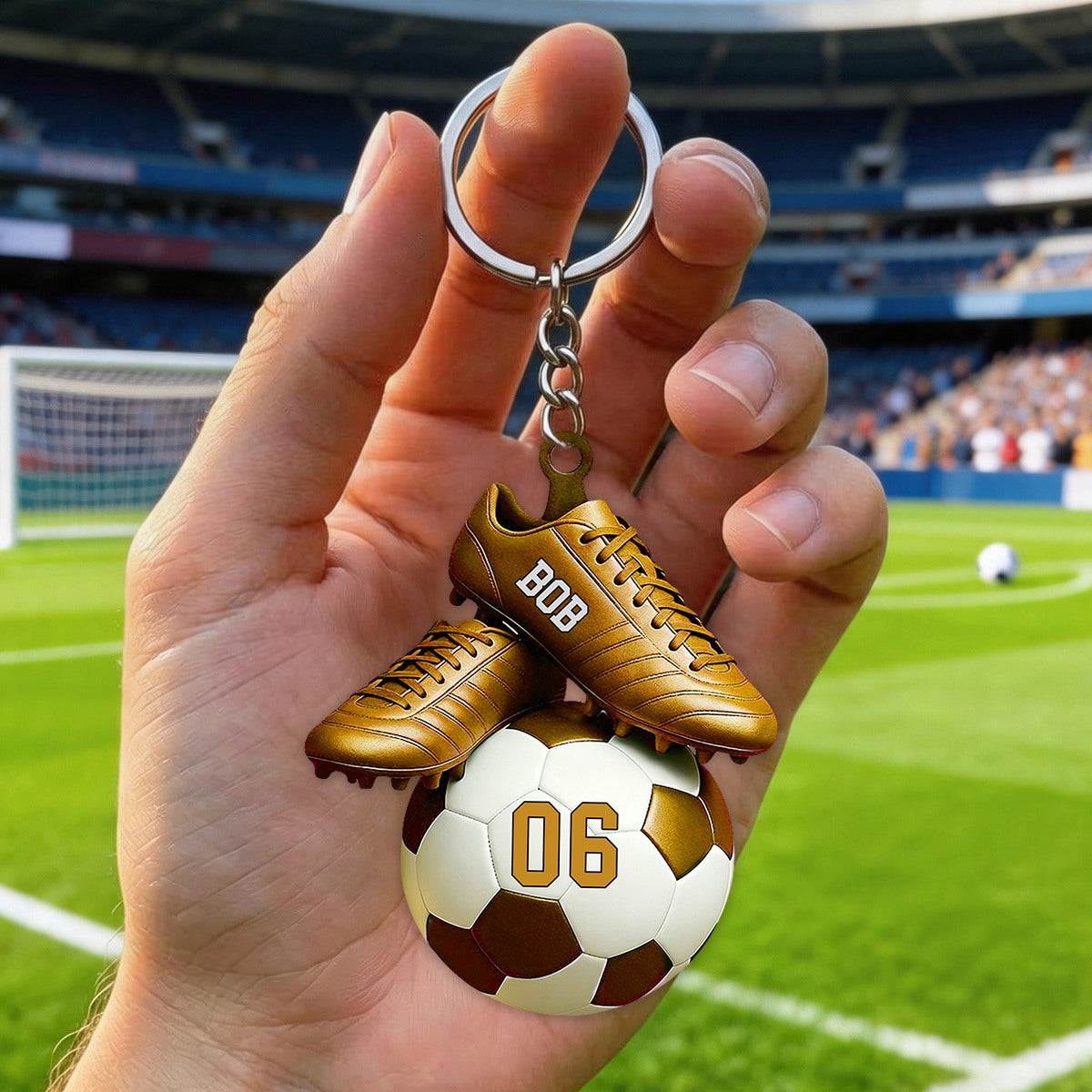 Custom Name & Jersey Number Personalized Keychian for Soccer Lover