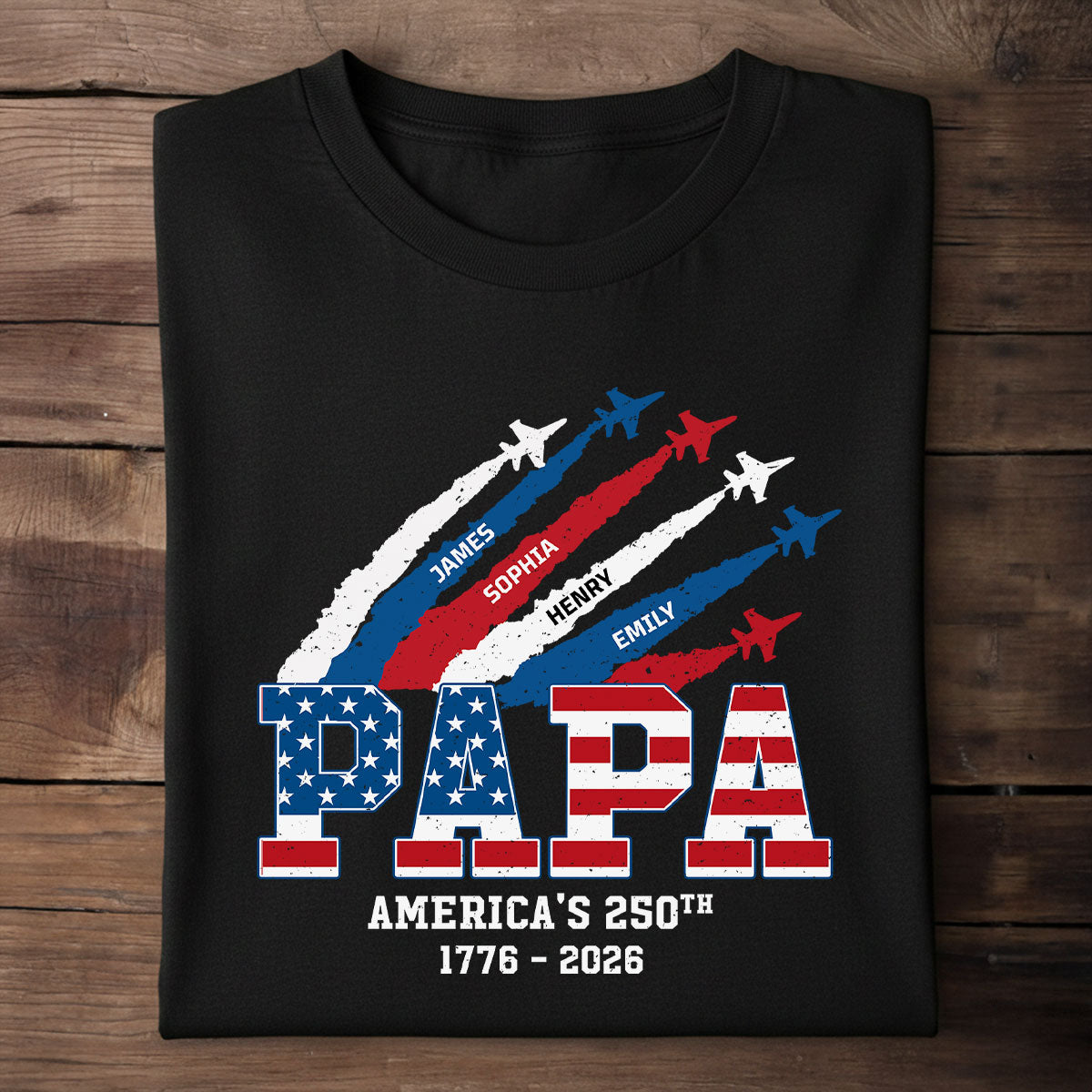 Personalized 250th Anniversary American Flag Shirt – Proud Dad & Grandpa | Father's Day Gift