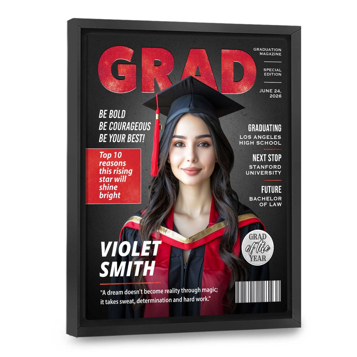 Personalized Graduation Magazine Cover Canvas , Personalized Graduation Gifts for Him or Her