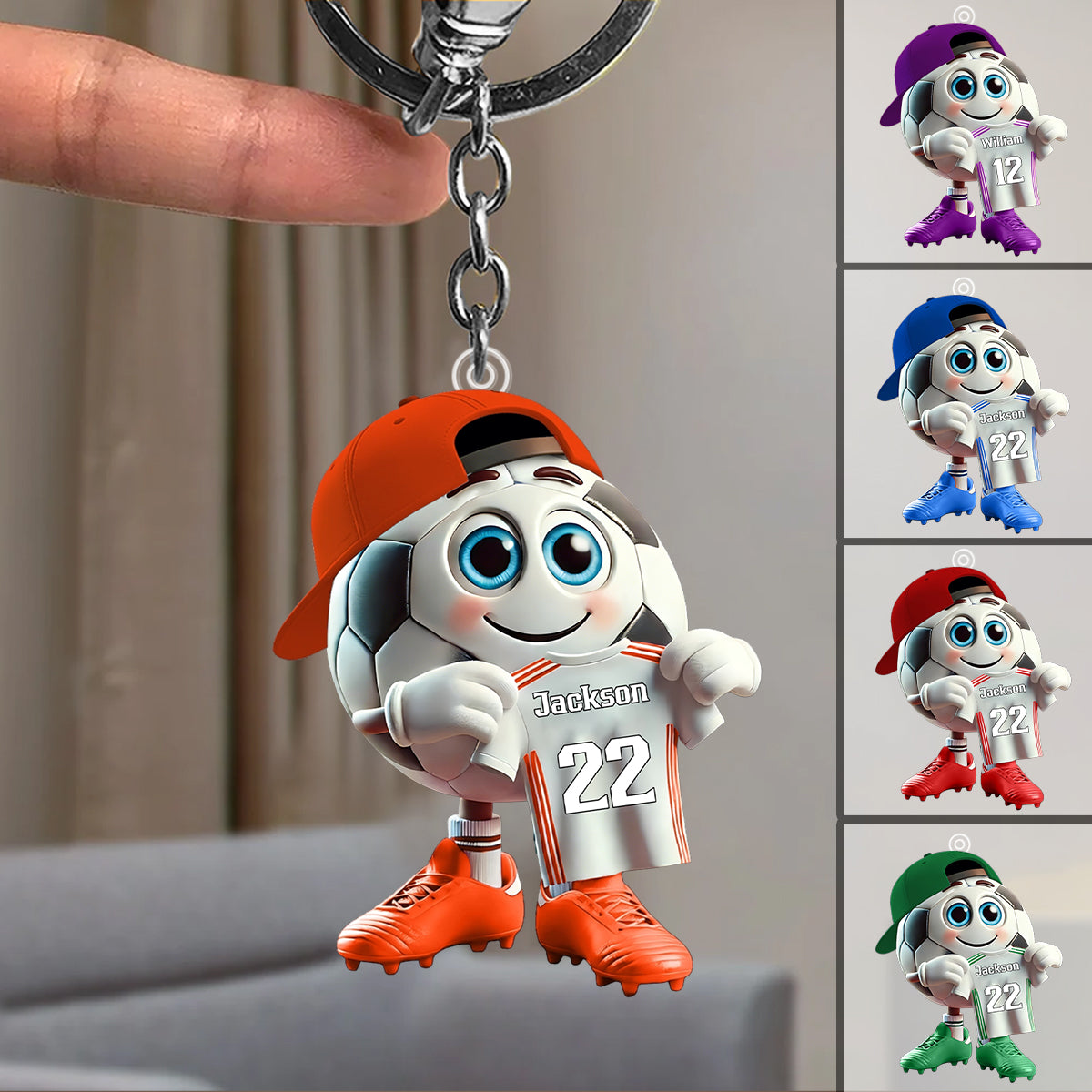 Personalized Customized Name Football /Soccer Acrylic Keychain