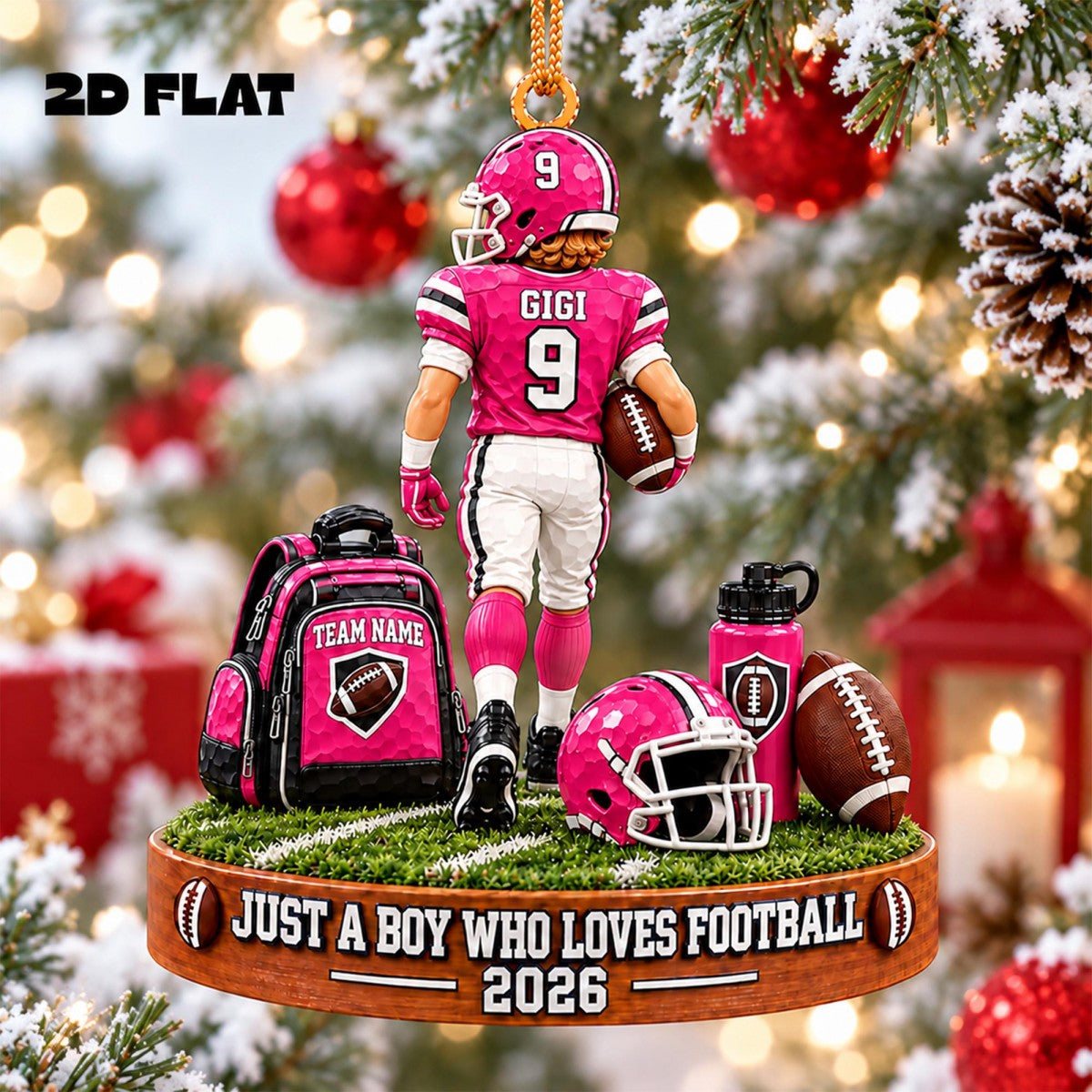 Personalized Football Player Name Acrylic Ornament – Custom "Just A Boy Who Loves Football" Keepsake Gift For Football Lovers