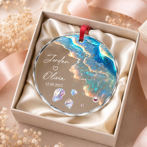 Personalized "Ocean Wave" Glass Ornament – Mermaid Tail Keepsake For Engagement & Wedding Gift