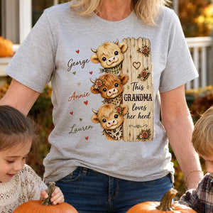 This Grandma Loves Her Herd – Highland Cow Personalized Shirt | Cozy Tee For Grandma