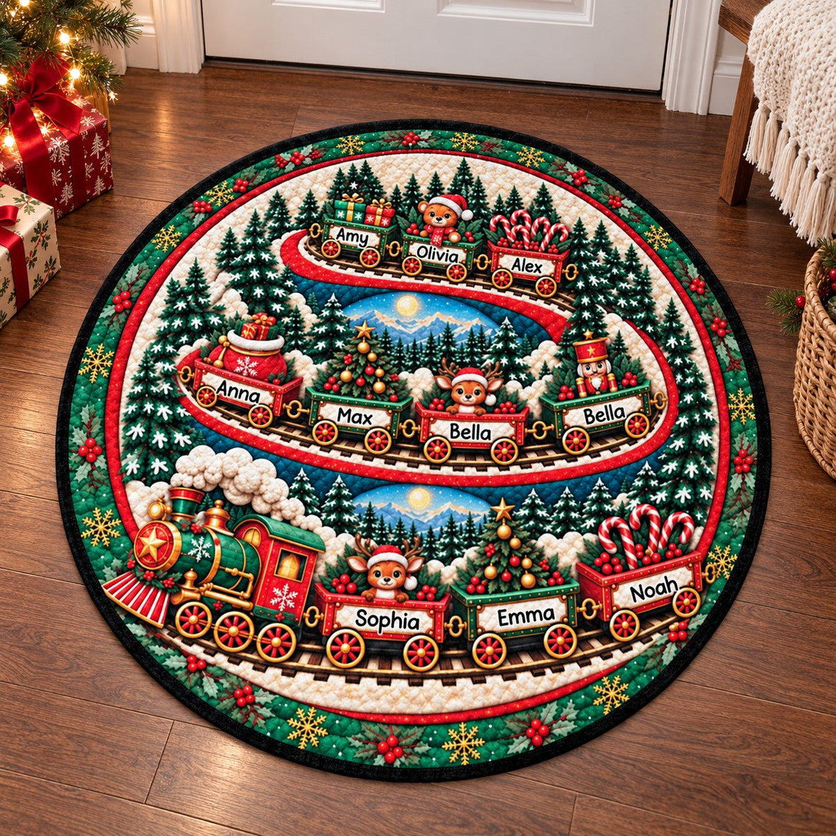 Family Christmas Journey – Personalized Family Doormat | Festive Holiday Welcome Mat & Family Gift