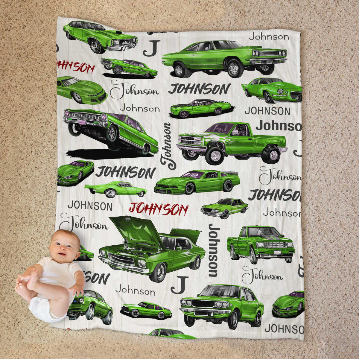 "Classic Muscle Car" Personalized Blanket – Custom Name Fleece Throw For Car Enthusiasts