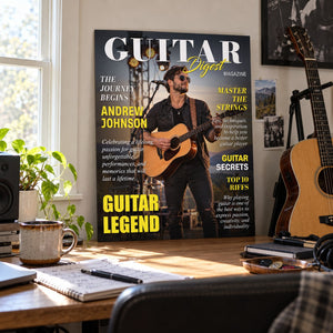 Personalized Guitar Digest Magazine Cover – Custom Guitarist Photo Keepsake, A Unique Music Gift For Guitar Lovers