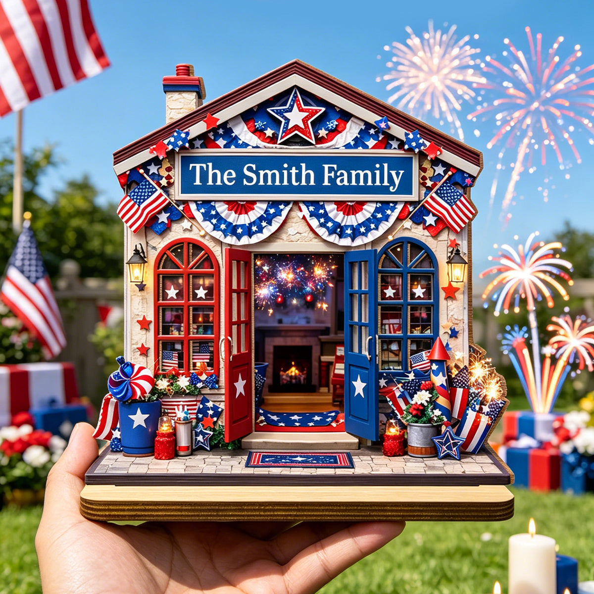 Our Family House, Personalized Wood Plaque, Gift For Patriots and Families