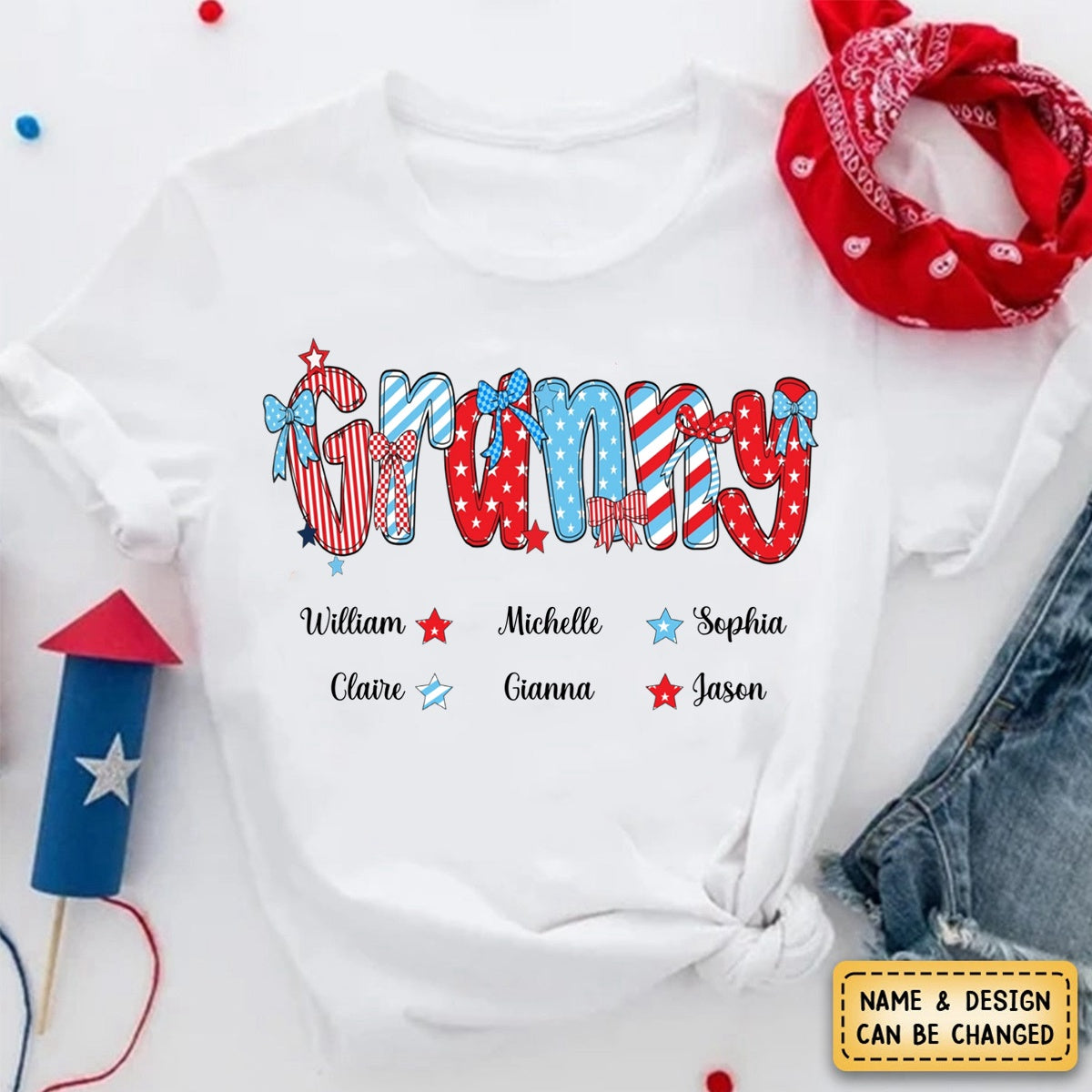 Personalized Patriotic American Flag Gigi Custom Gigi And Grandkids T Shirt