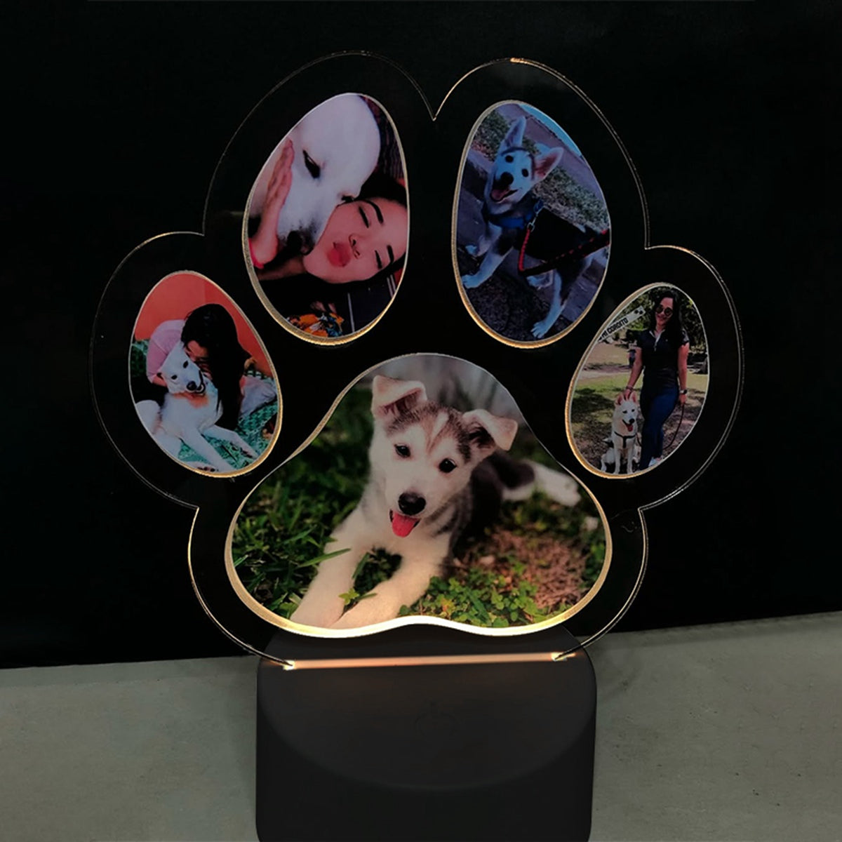 Custom Photo Dogs Paw Personalized Acrylic Block LED Night Light