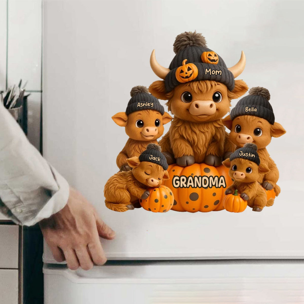 Mama Cow Personalized Decal, Cozy Fall Vibe Halloween Decor for Mom, Grandma