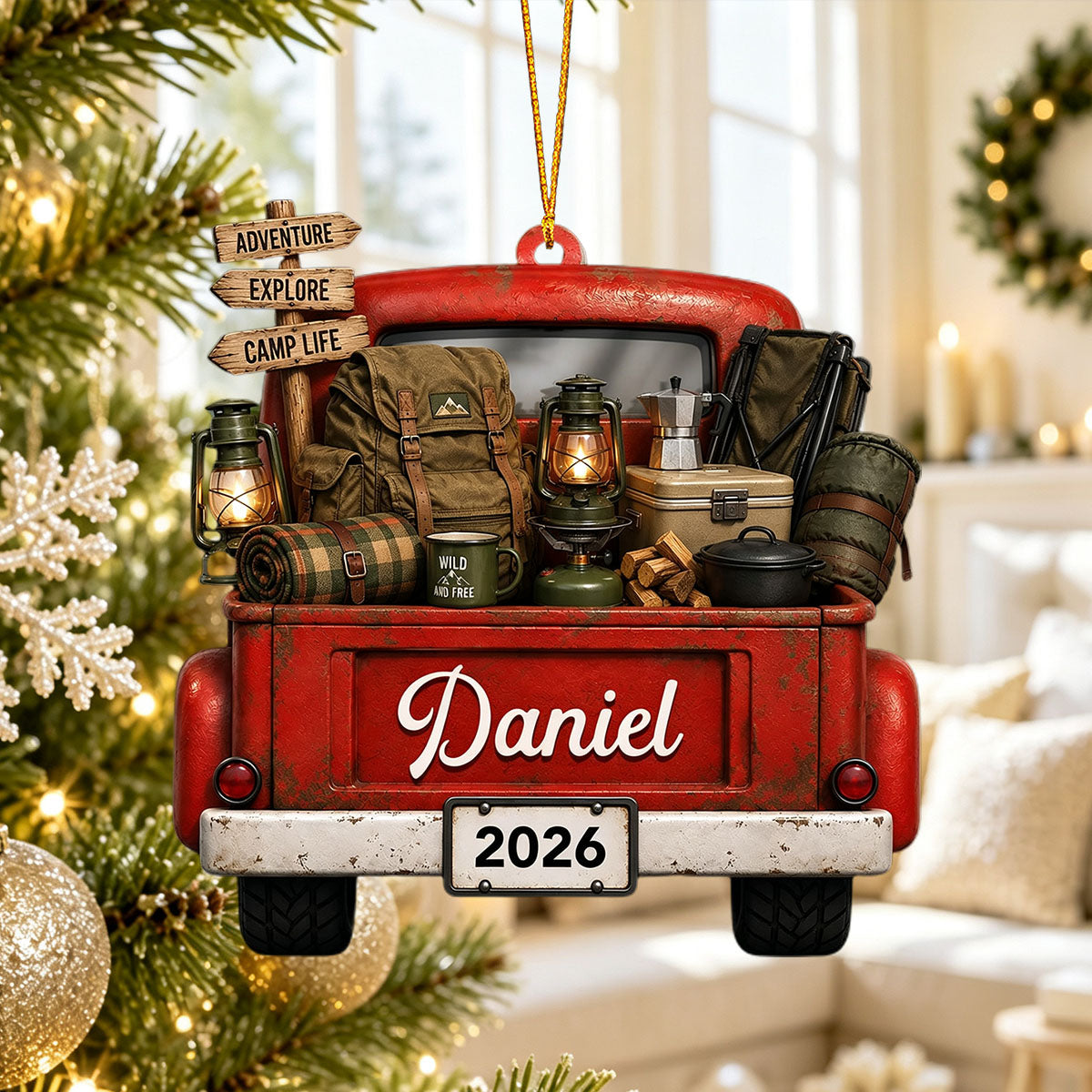 "Adventure Explore Camp Life" – Personalized Acrylic Hanging Ornament | Gift For Campers & Outdoor Lovers