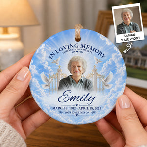 "In Loving Memory – Your Love Lives On" – Personalized Ceramic Ornament | Memorial Gift & Funeral Keepsake
