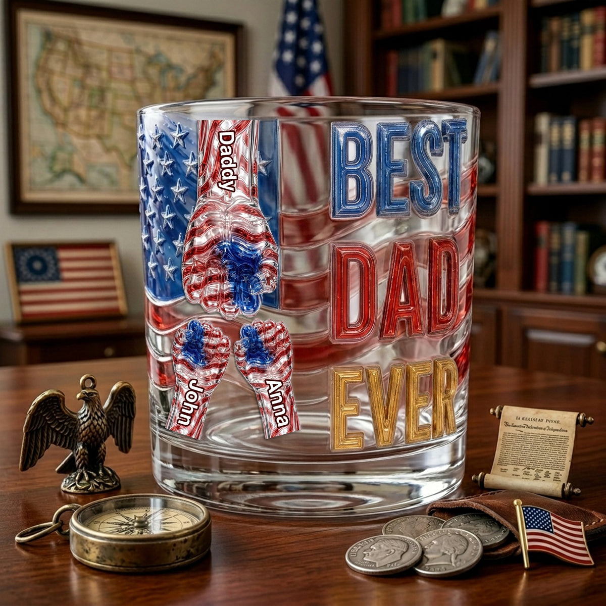 Personalized Drinking Glass – "Power Fist" Design – A Cool Gift For Dad