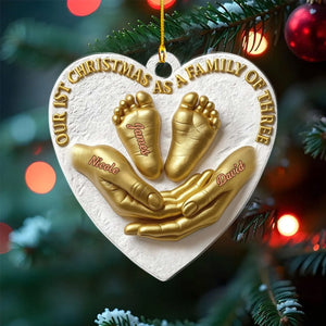 Our 1st Christmas as a Family of Three, Personalized Acrylic Ornament, Gift For New Parents