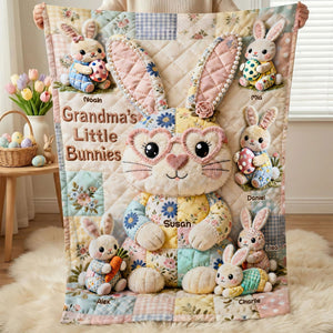 For Mom, With Love - Personalized Easter Blanket with Bunnies