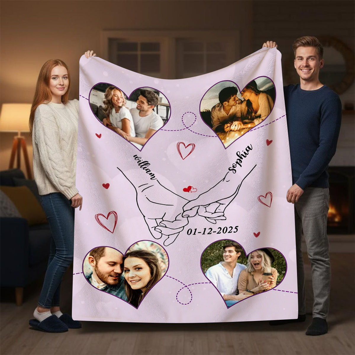 Personalized Couple Photo Blanket – Romantic Valentine Keepsake Anniversary Wedding Gift For Him Her