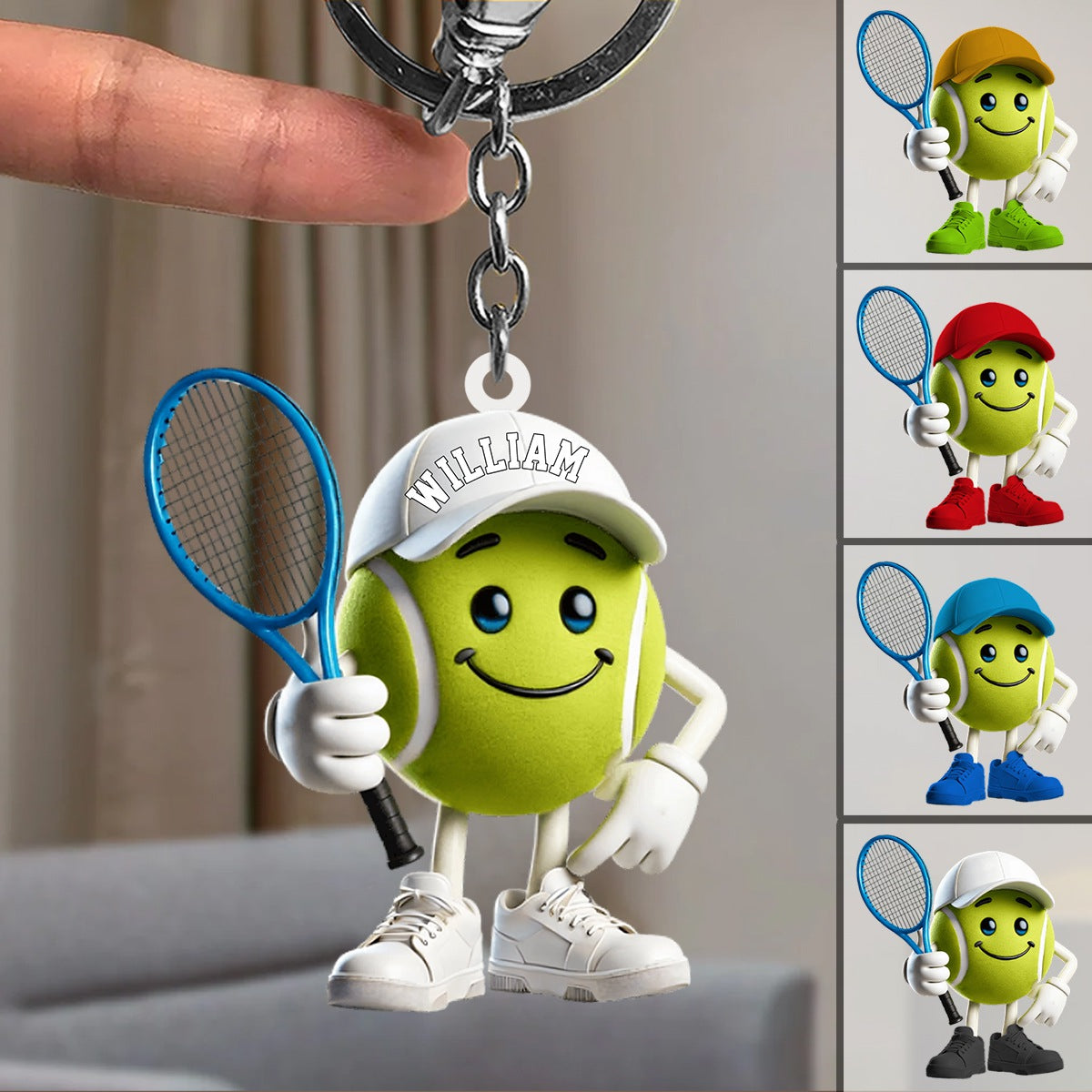 Cool Tennis Ball Acrylic Keychain, Personalized Ornament, Tennis Lover Gift