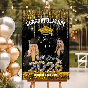 Congratulation Class Of 2026 Glitter Custom Party Welcome Sign - Personalized Graduation Decoration