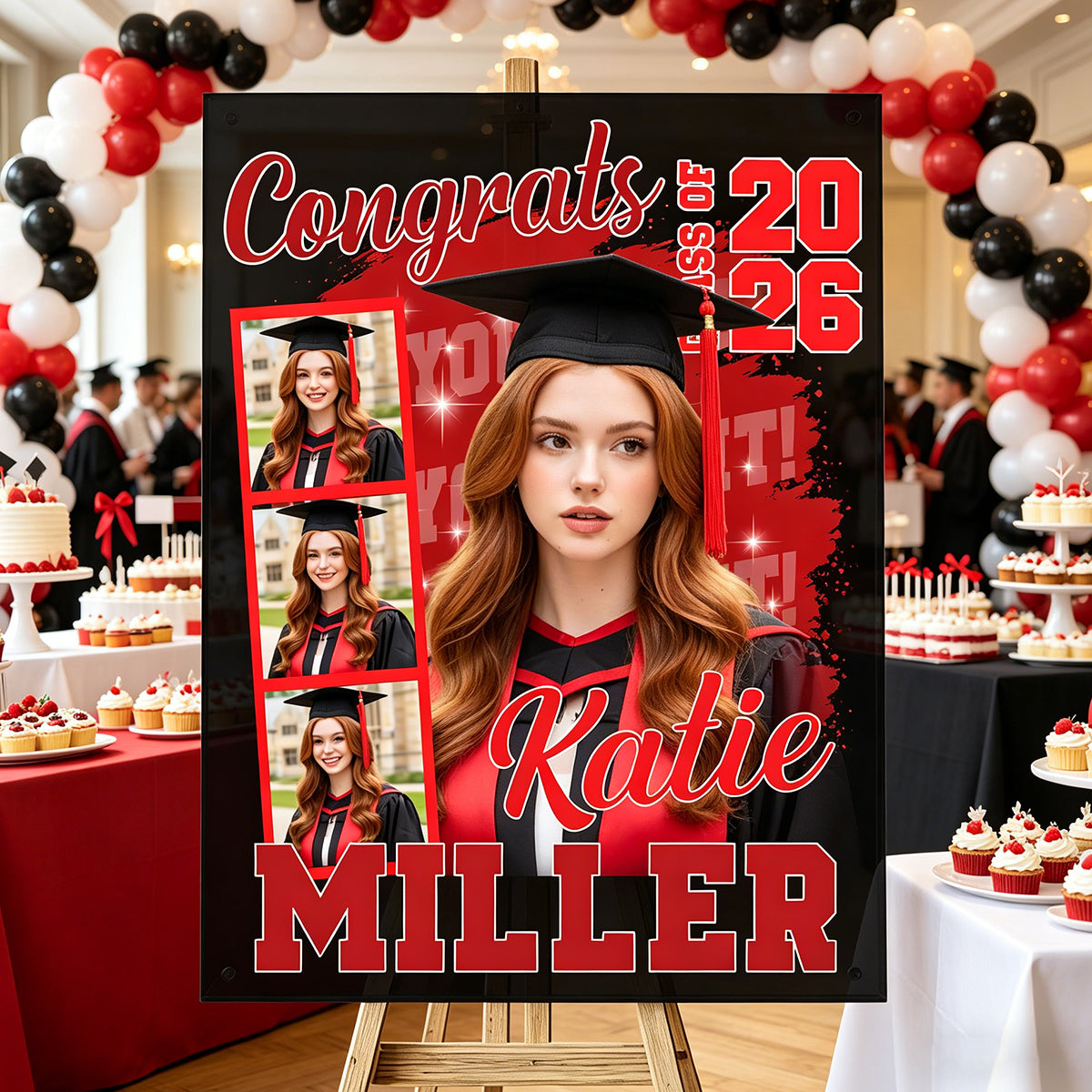 Congrats 2026 Graduation - Personalized Graduation Welcome Sign - Custom Celebration Canvas Poster