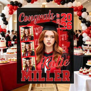 Congrats 2026 Graduation - Personalized Graduation Welcome Sign - Custom Celebration Canvas Poster