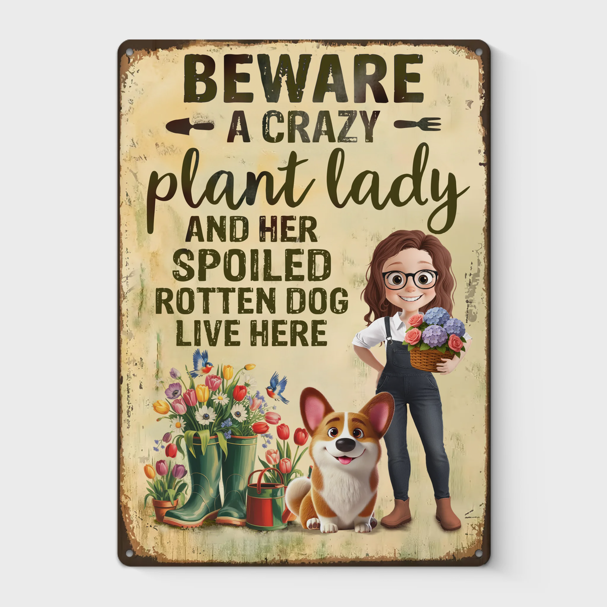 Custom Home Decor Metal Sign - Personalized Garden Gifts For Gardeners, Dog Lovers, Dog Mom - Home Of Plant Lovers