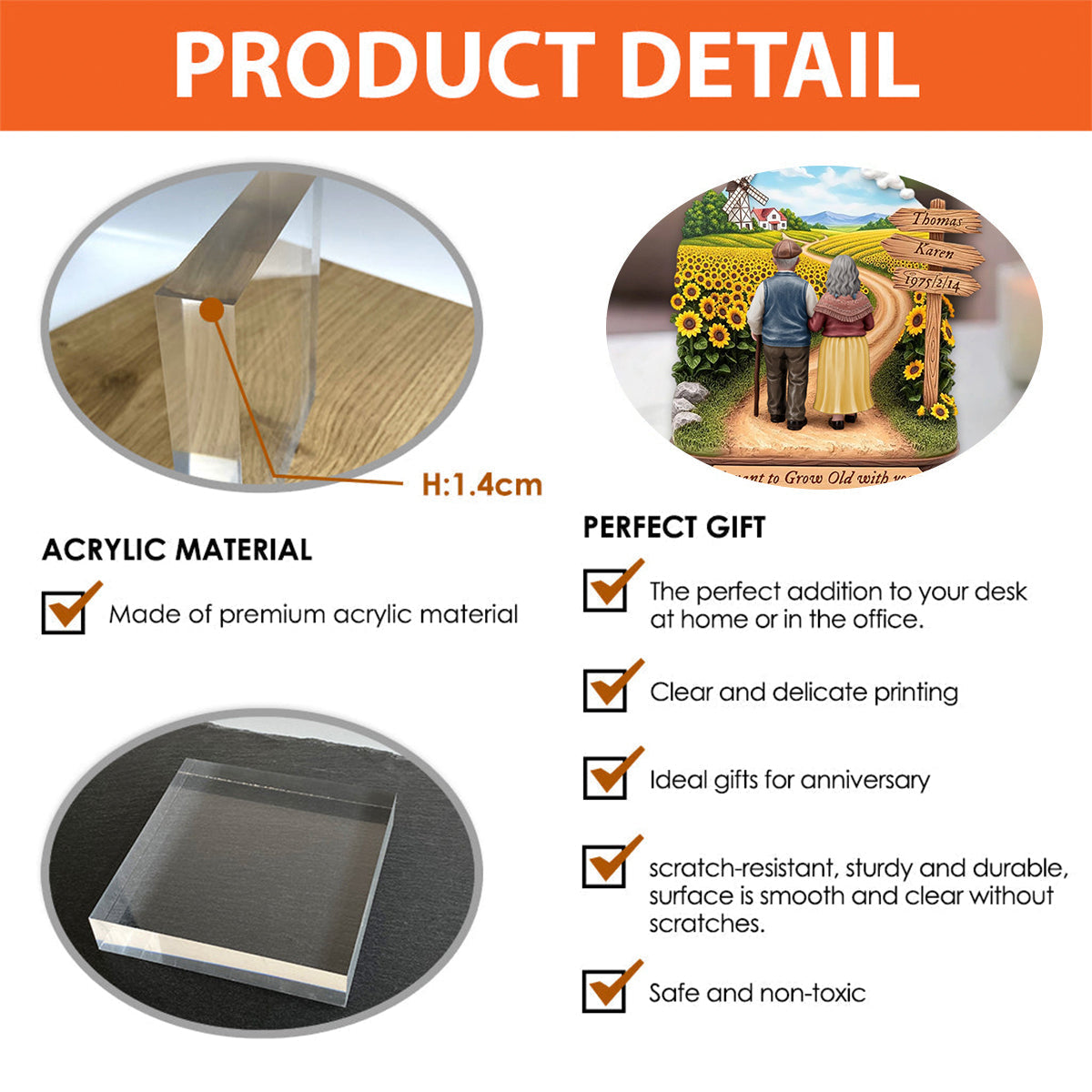 Old Couple Acrylic Plaque-Personalized Anniversary Gift for Old Married Couples