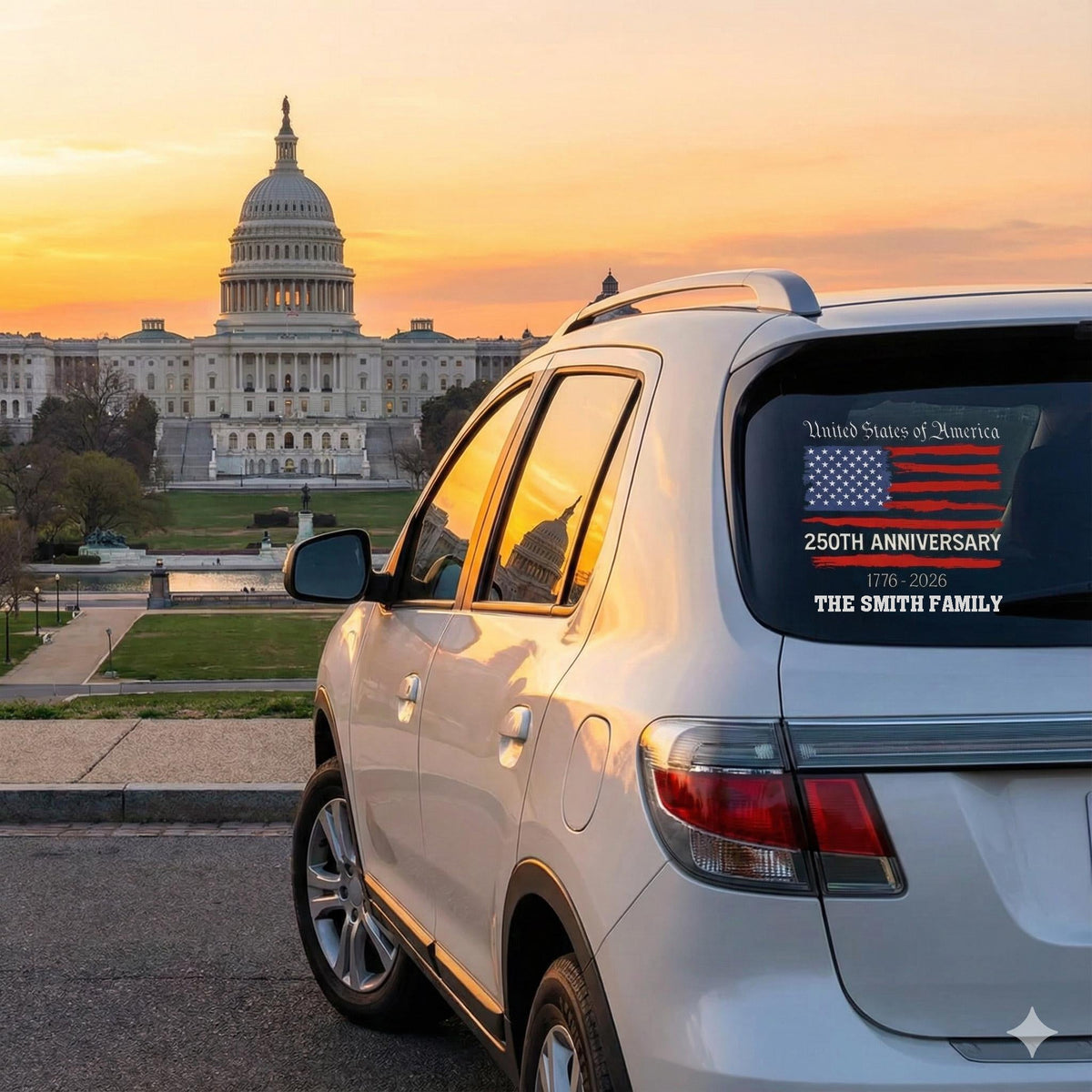 USA 250th Anniversary Personalized Family Name Decal Sticker
