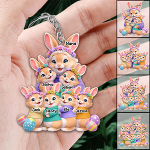 Bunny Easter Grandma with Grandkids' Names - Personalized Acrylic Keychain