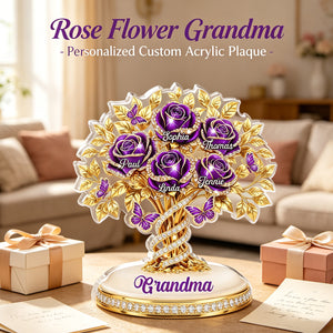 For Grandma, Who Blooms Like a Rose – Personalized Acrylic Plaque