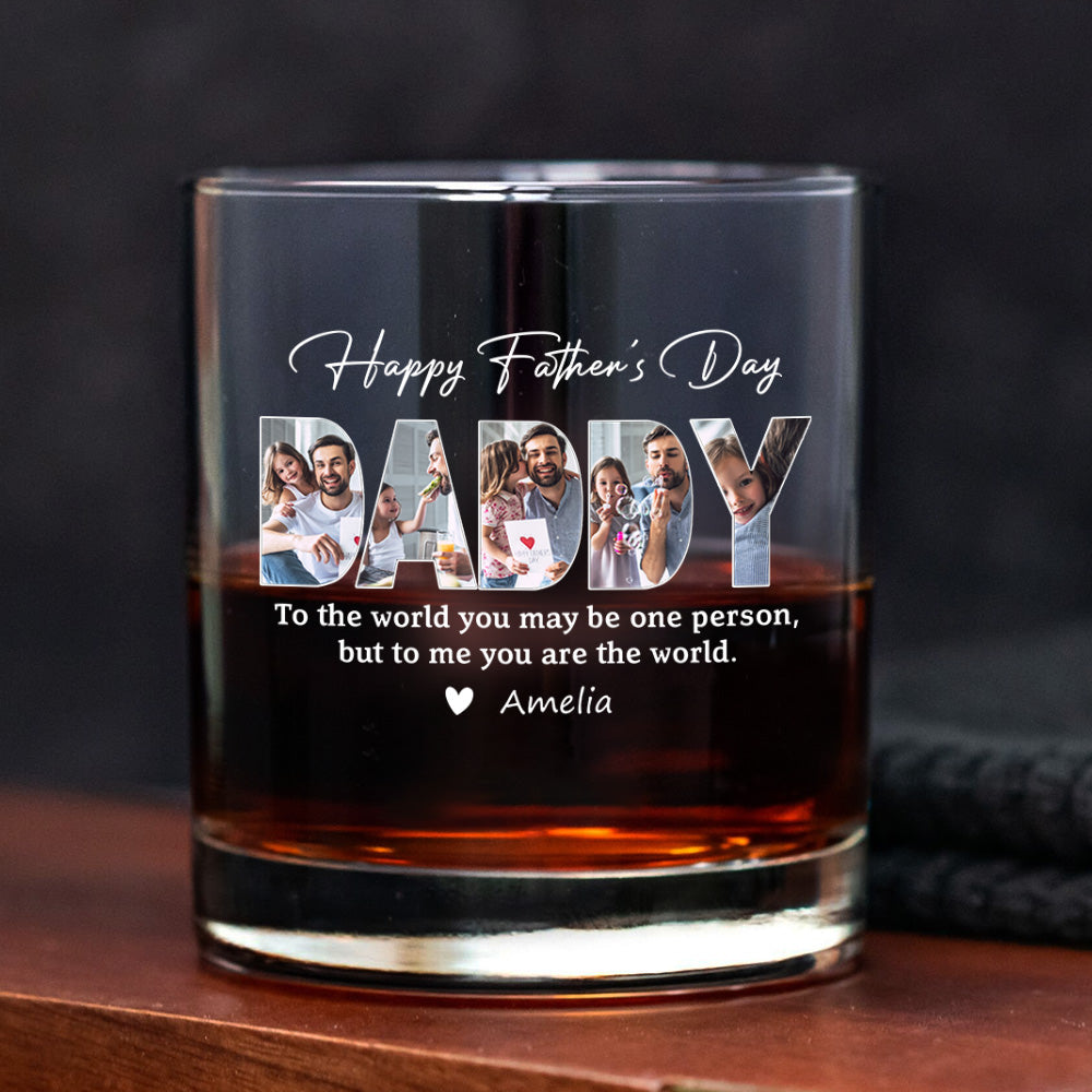 Custom Photo Whiskey Glass – "Happy Father's Day" – Personalized Gift For Dad