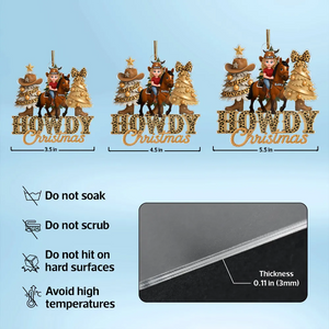 Western Vibe Howdy Christmas Girl & Horse - Personalized Acrylic Ornament