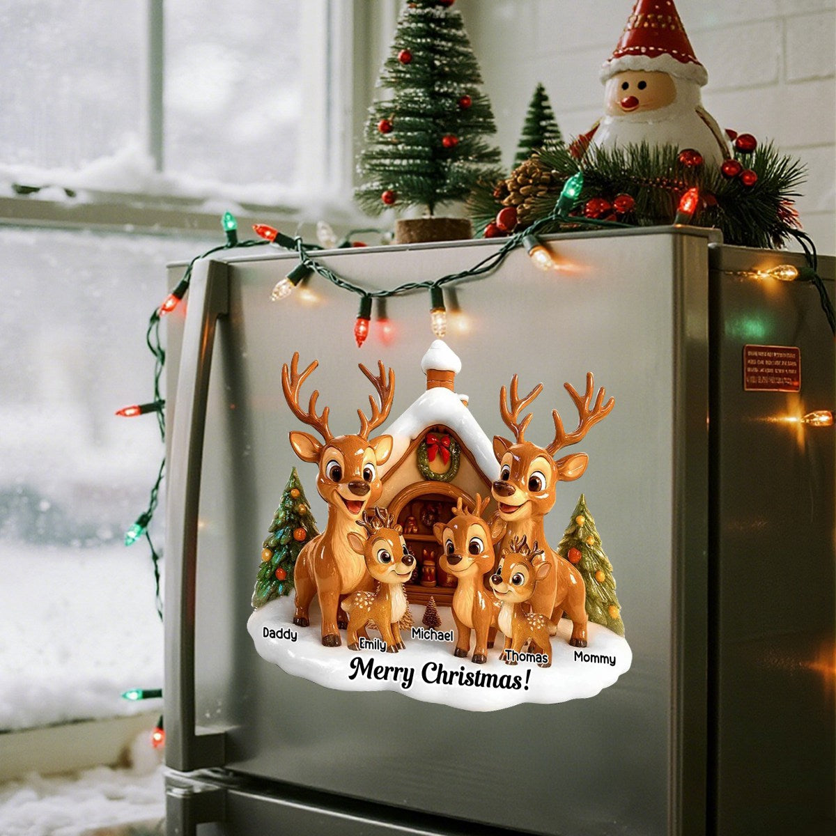 Christmas Reindeer Family - Personalized Decal