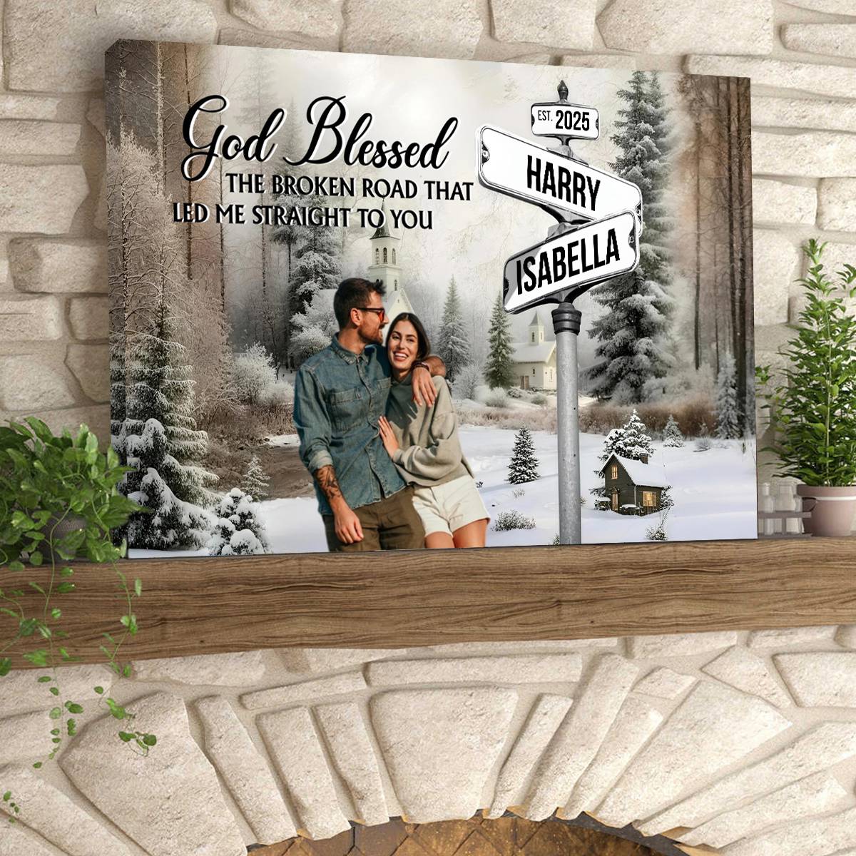 Classic Crossroad of Love - Custom Photo Anniversary Personalized Couple Canvas Poster