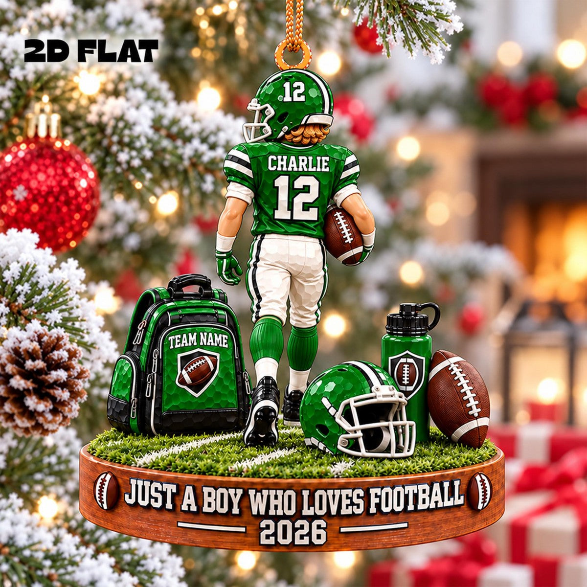 Personalized Football Player Name Acrylic Ornament – Custom "Just A Boy Who Loves Football" Keepsake Gift For Football Lovers