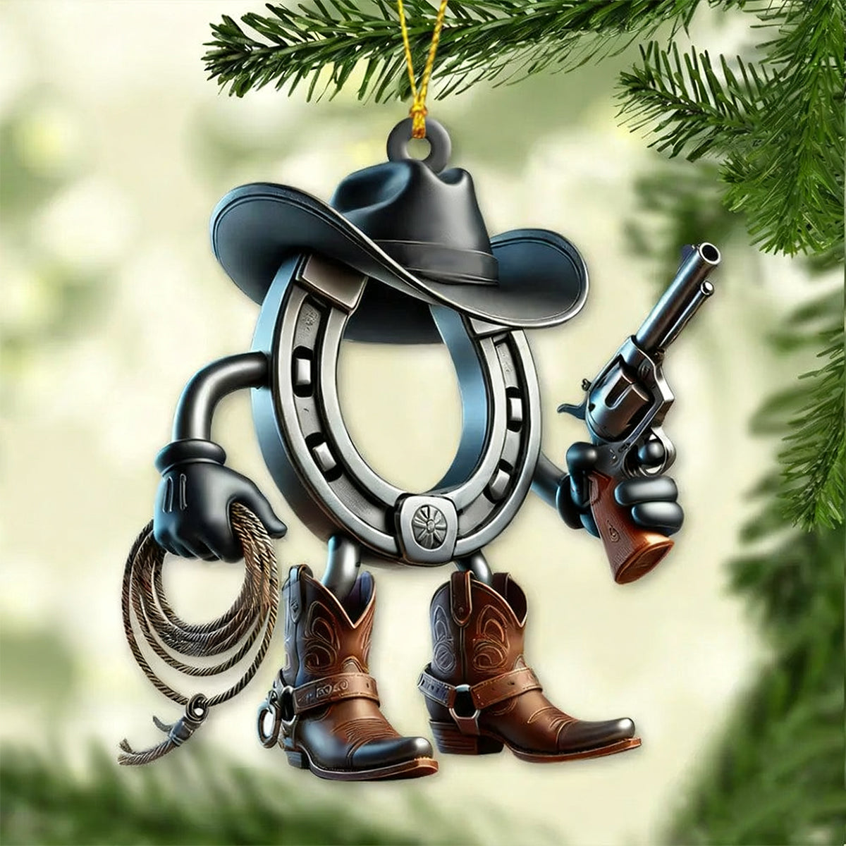 Personalized Custom Name Cowboy Ornament, Cowboy Christmas Gift