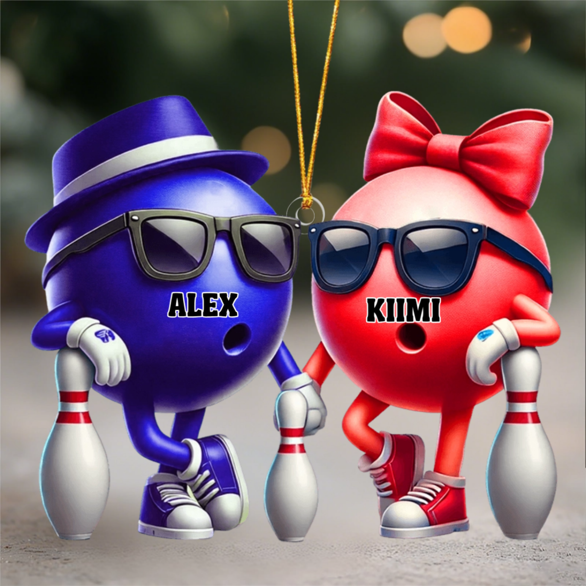 Bowling Couple Ornament - Personalized  Custom Name Acrylic Ornament