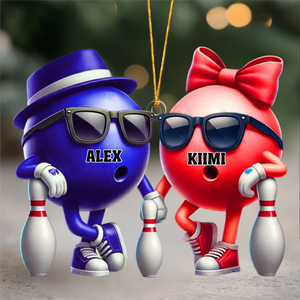Bowling Couple Ornament - Personalized  Custom Name Acrylic Ornament