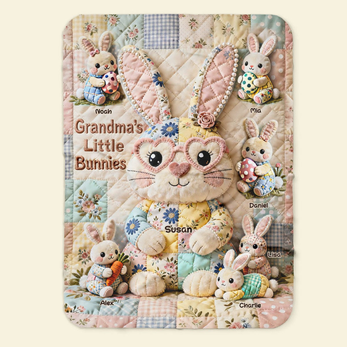 For Mom, With Love - Personalized Easter Blanket with Bunnies