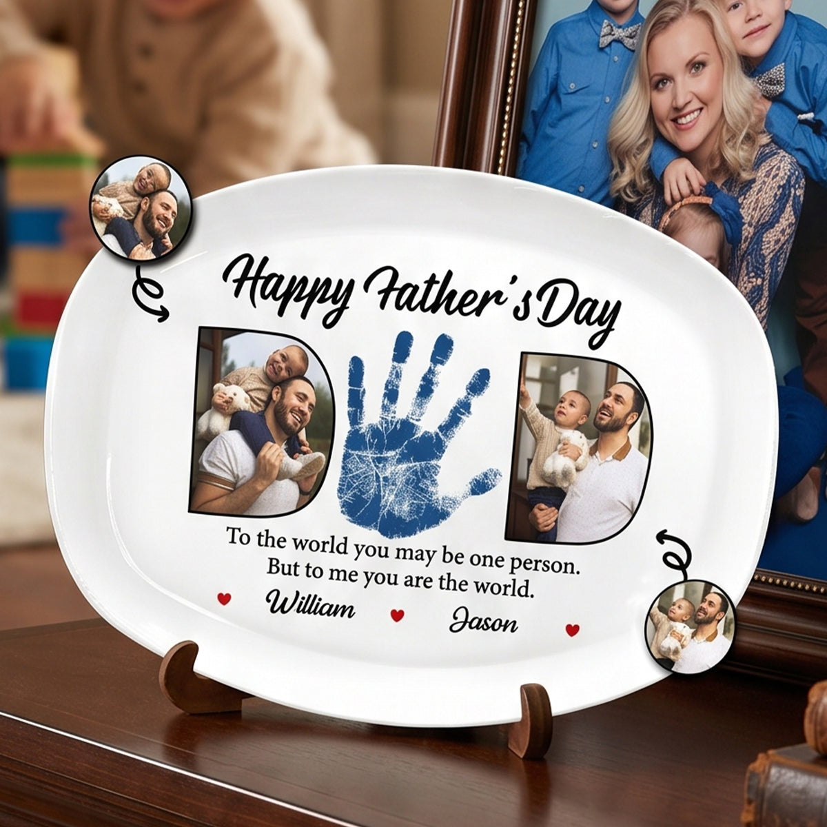 Custom Photo Dad You Are The World - Personalized Plate