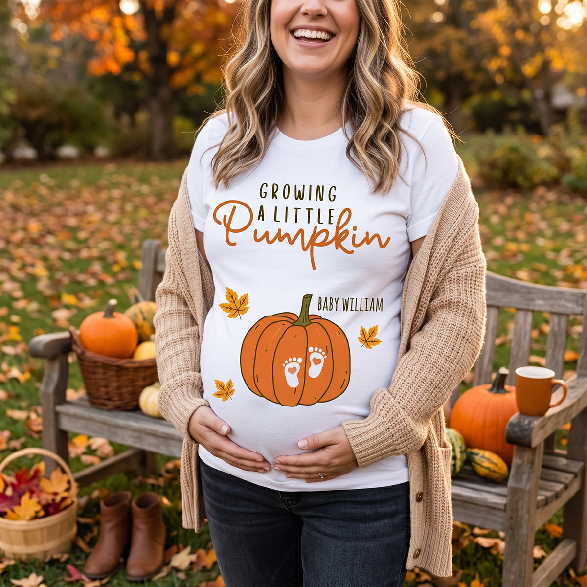 "Growing A Little Pumpkin" – Personalized T-Shirt | Gift For Wife & Daughter