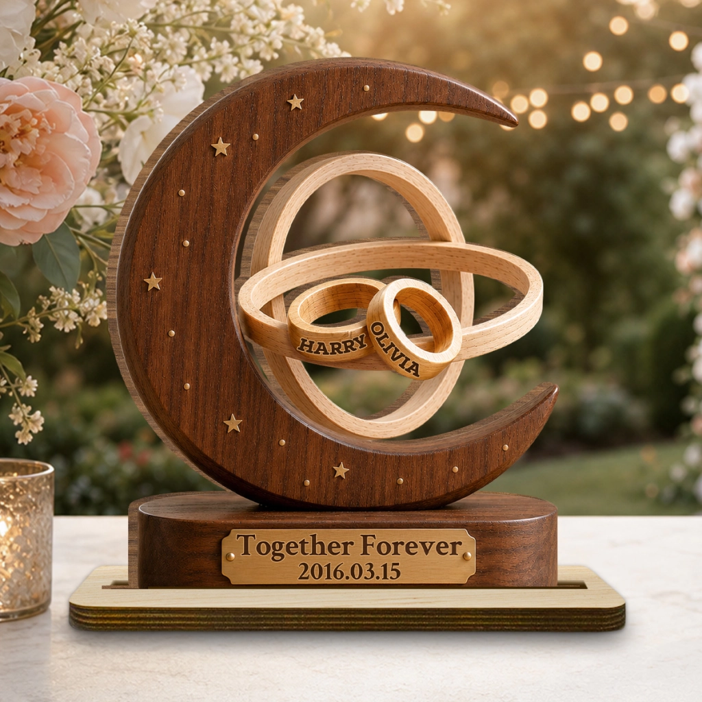 "Together Forever" Couple – Personalized Wood Plaque With Flat Base | Gift For Couples