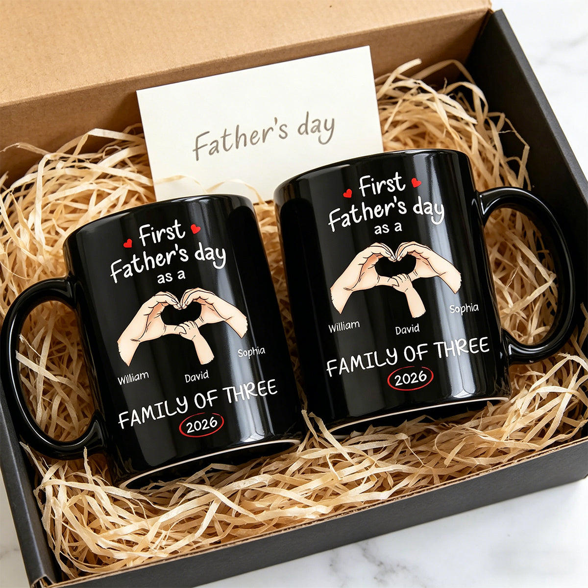New Family Gift – Personalized Mug "First Time Ever As A Family Of Three"
