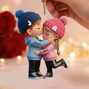 Personalized Acrylic Ornament – Kissing Couple Design Soft Colors | Gift For Her
