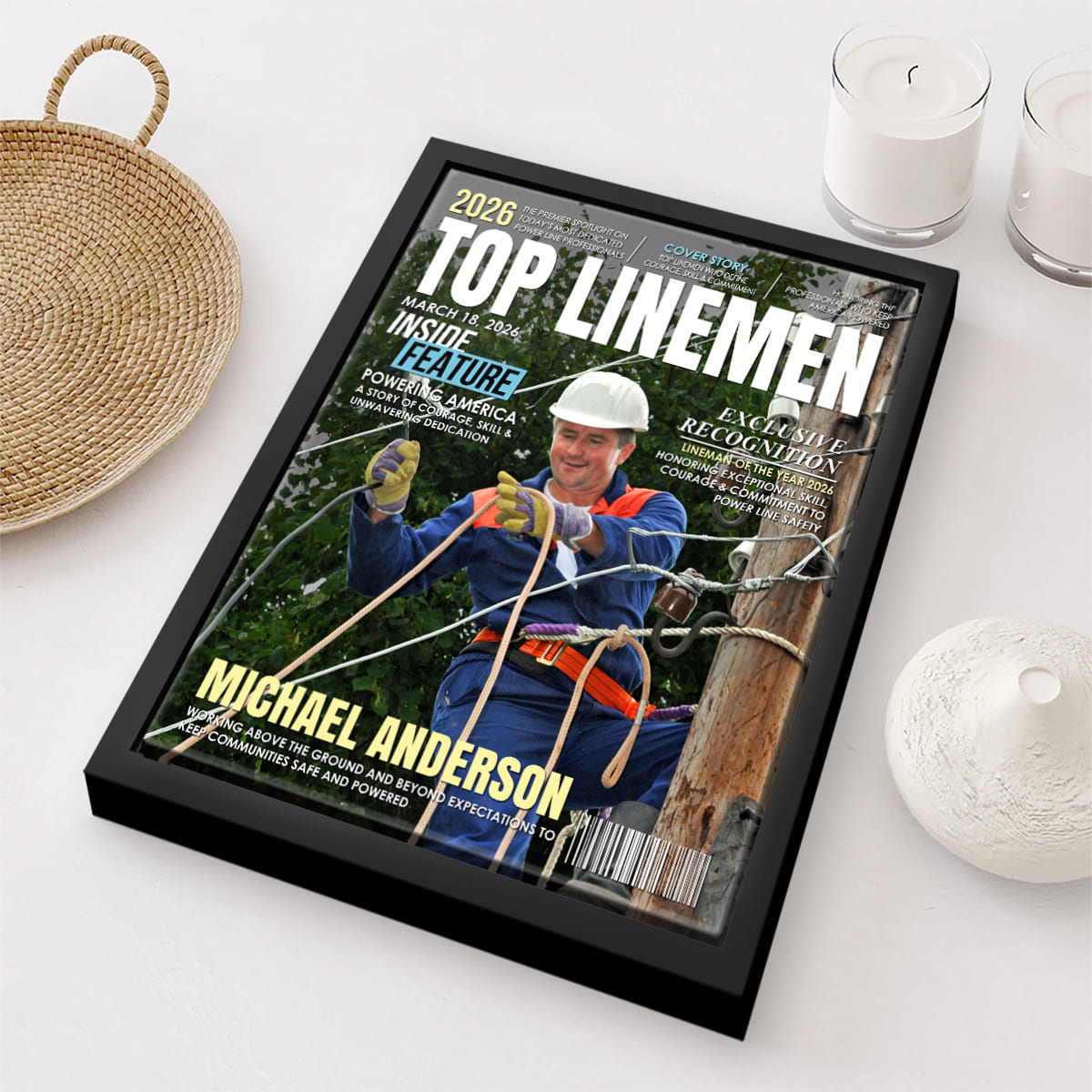 Personalized Top Lineman Magazine Canvas – Custom Recognition Gift For Electrical Lineworkers